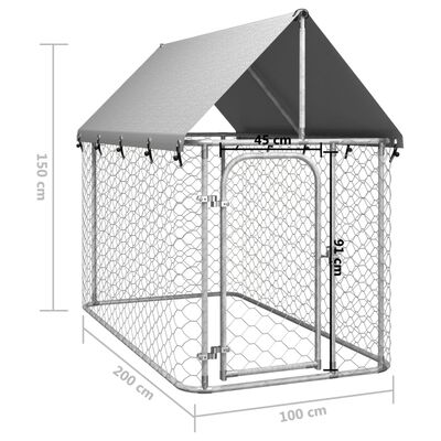 vidaXL Outdoor Dog Kennel with Roof 200x100x150 cm