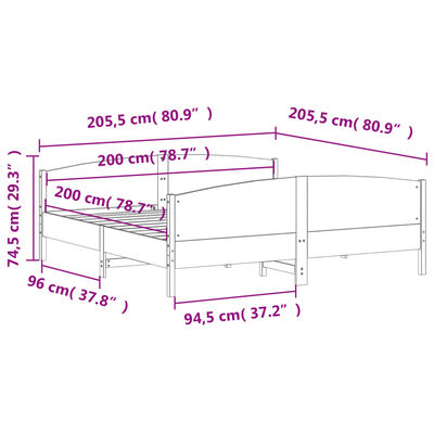 vidaXL Bed Frame without Mattress 200x200 cm Solid Wood Pine