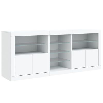 vidaXL Sideboard with LED Lights White 162x37x67 cm