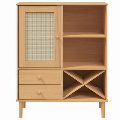 vidaXL Highboard SENJA Rattan Look Brown 90x40x112cm Solid Wood Pine