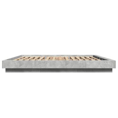 vidaXL Bed Frame with LED Lights without Mattress Concrete Grey 200x200 cm