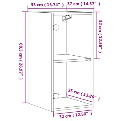 vidaXL Wall Cabinet with Glass Doors Sonoma Oak 35x37x68.5 cm