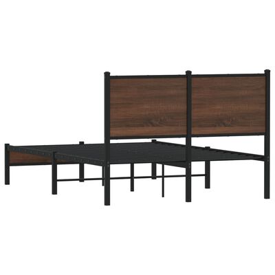 vidaXL Metal Bed Frame without Mattress Brown Oak 120x190 cm Small Double