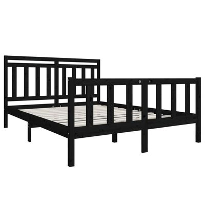 vidaXL Bed Frame without Mattress Black King Size Solid Wood