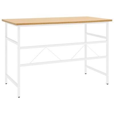 vidaXL Computer Desk White and Light Oak 105x55x72 cm MDF and Metal