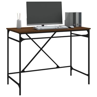 vidaXL Desk Brown Oak 100x50x75 cm Engineered Wood and Iron