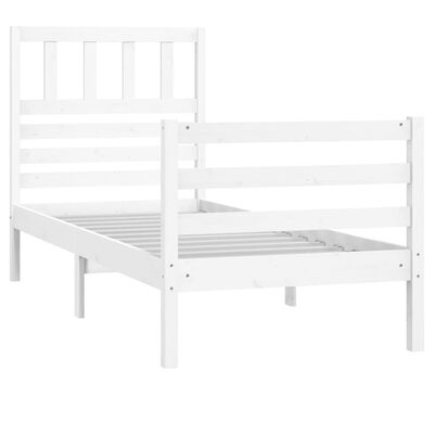 vidaXL Bed Frame without Mattress White 75x190 cm Small Single Solid Wood