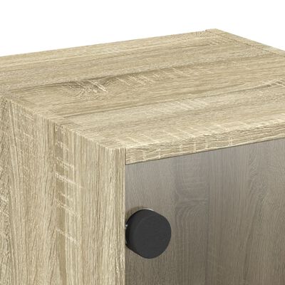 vidaXL Bedside Cabinet with Glass Door Sonoma Oak 35x37x35 cm