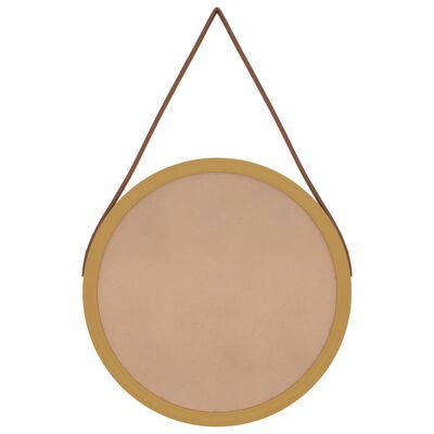 vidaXL Wall Mirror with Strap Gold Ø 35 cm