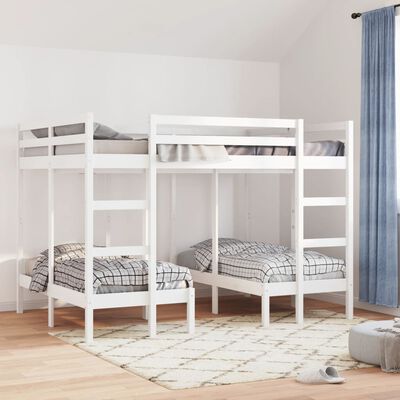 vidaXL Triple Bunk Bed Frame White 140x200/70x140 cm Solid Wood Pine