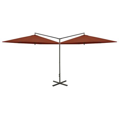 vidaXL Double Garden Parasol with Steel Pole Terracotta 600 cm