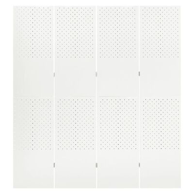 vidaXL 4-Panel Room Dividers 2 pcs White 160x180 cm Steel