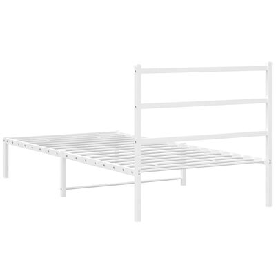 vidaXL Metal Bed Frame without Mattress with Headboard White 100x200 cm