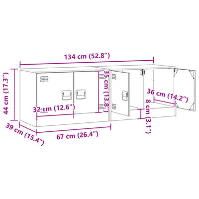 vidaXL TV Cabinets 2 pcs White 67x39x44 cm Steel