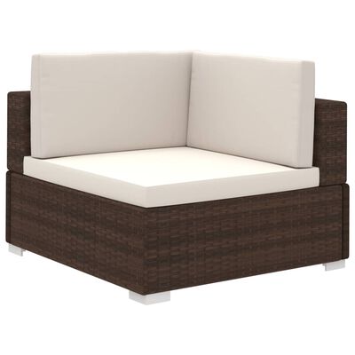 vidaXL 6 Piece Garden Lounge Set with Cushions Poly Rattan Brown