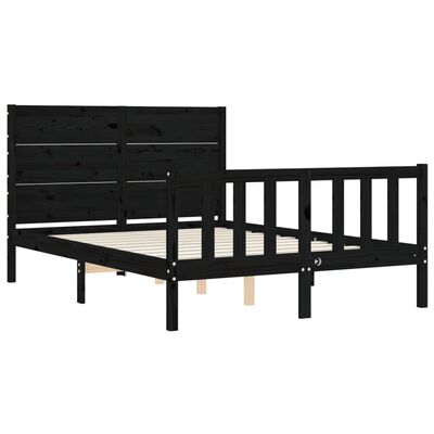 vidaXL Bed Frame without Mattress Black Small Double Solid Wood Pine