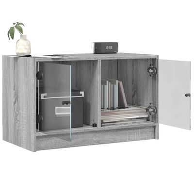 vidaXL TV Cabinet with Glass Doors Grey Sonoma 68x37x42 cm