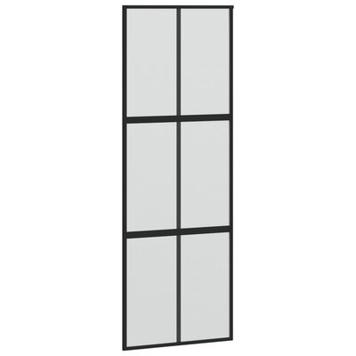 vidaXL Sliding Door Black 90x205 cm Tempered Glass and Aluminium