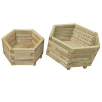 vidaXL Two Piece Garden Raised Bed Set Impregnated Pinewood