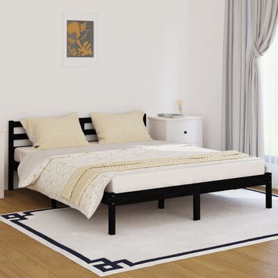 vidaXL Bed Frame without Mattress Solid Wood Pine 160x200 cm Black