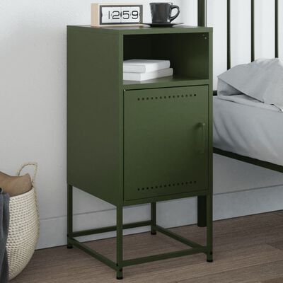 vidaXL Bedside Cabinet Olive Green 36x39x78 cm Steel