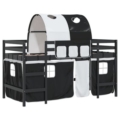 vidaXL Kids' Loft Bed with Tunnel without Mattress White&Black 90x200 cm