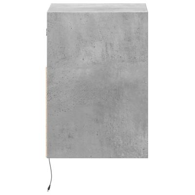 vidaXL Wall-mounted Bedside Cabinet with LED Lights Concrete Grey