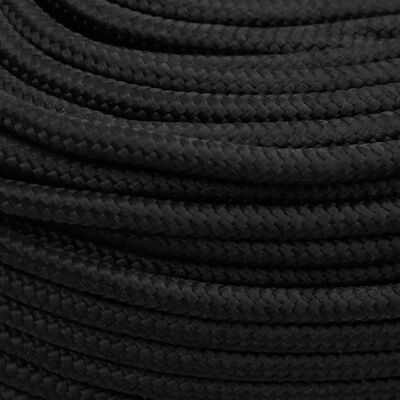 vidaXL Boat Rope Full Black 6 mm 50 m Polypropylene