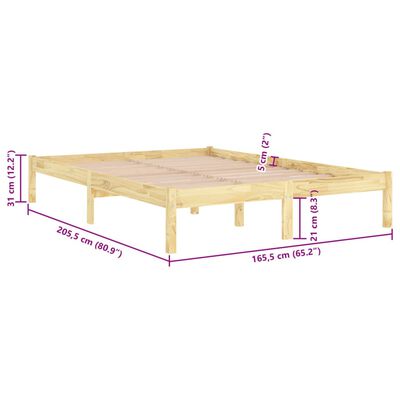 vidaXL Bed Frame without Mattress Solid Wood 160x200 cm