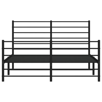 vidaXL Metal Bed Frame without Mattress with Footboard Black 135x190 cm Double