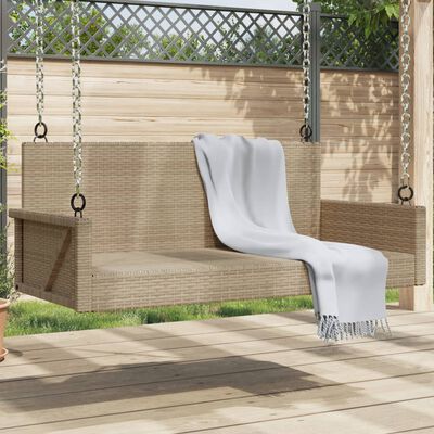 vidaXL Swing Bench Beige 119x56x48 cm Poly Rattan