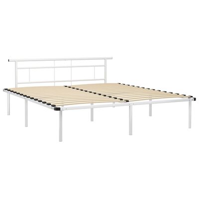 vidaXL Bed Frame without Mattress White Metal 180x200 cm Super King