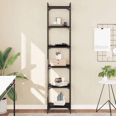 vidaXL Bookcase 6-Tier Black 40x30x188 cm Engineered Wood