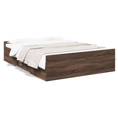 vidaXL Bed Frame with Drawers without Mattress Brown Oak 120x200 cm