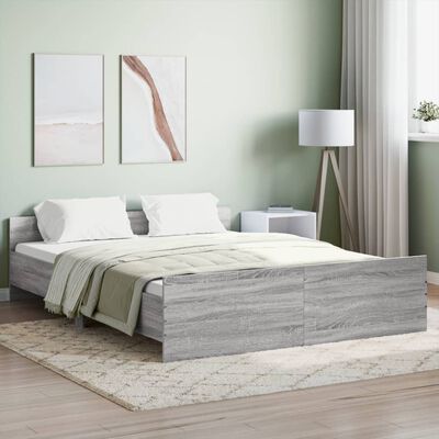 vidaXL Bed Frame without Mattress Grey Sonoma 160x200 cm