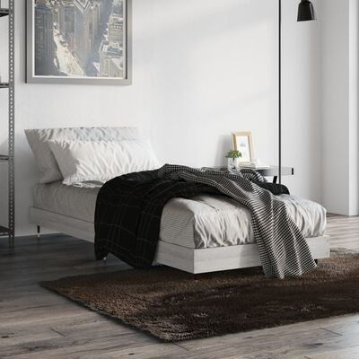 vidaXL Bed Frame without Mattress Grey Sonoma 75x190 cm Small Single Engineered Wood