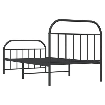 vidaXL Metal Bed Frame without Mattress with Footboard Black 100x200 cm