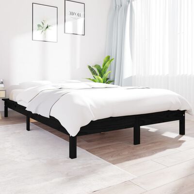 vidaXL Bed Frame without Mattress Black 160x200 cm Solid Wood