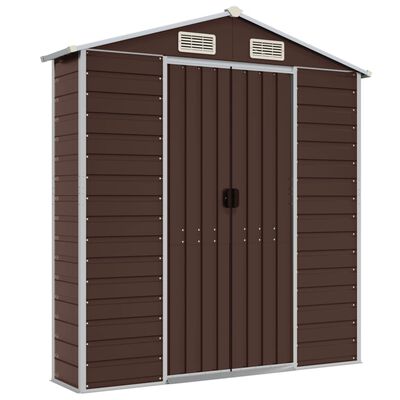 vidaXL Garden Shed Brown 191x470x198 cm Galvanised Steel