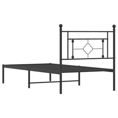 vidaXL Metal Bed Frame without Mattress with Headboard Black 100x200 cm