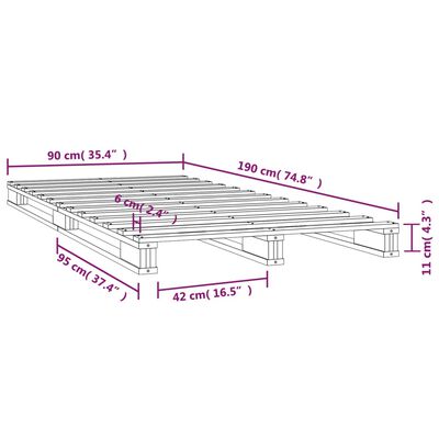 vidaXL Pallet Bed without Mattress Black Single Solid Wood