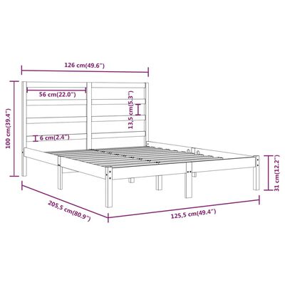 vidaXL Bed Frame without Mattress 120x200 cm Solid Wood Pine