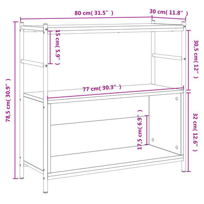 vidaXL Bookshelf Sonoma Oak 80x30x78.5 cm Engineered Wood and Iron