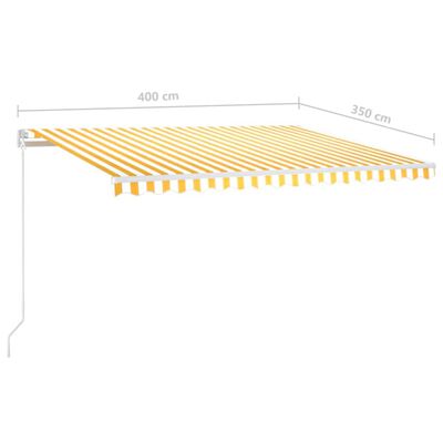 vidaXL Manual Retractable Awning with LED 400x350 cm Yellow and White