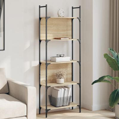 vidaXL Bookshelf 5-Tier Sonoma Oak 60.5x24x166.5 cm Engineered Wood