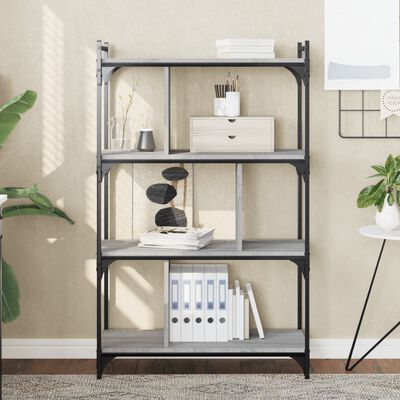 vidaXL Bookcase 4-Tier Grey Sonoma 76x32x123 cm Engineered Wood