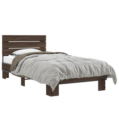 vidaXL Bed Frame without Mattress Brown Oak 75x190 cm Small Single