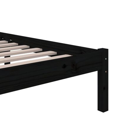 vidaXL Bed Frame without Mattress Black Solid Wood 135x190 cm Double