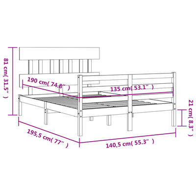 vidaXL Bed Frame without Mattress Double Solid Wood