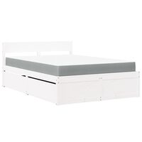 vidaXL Bed with Drawers and Mattress White 120x200 cm Solid Wood Pine